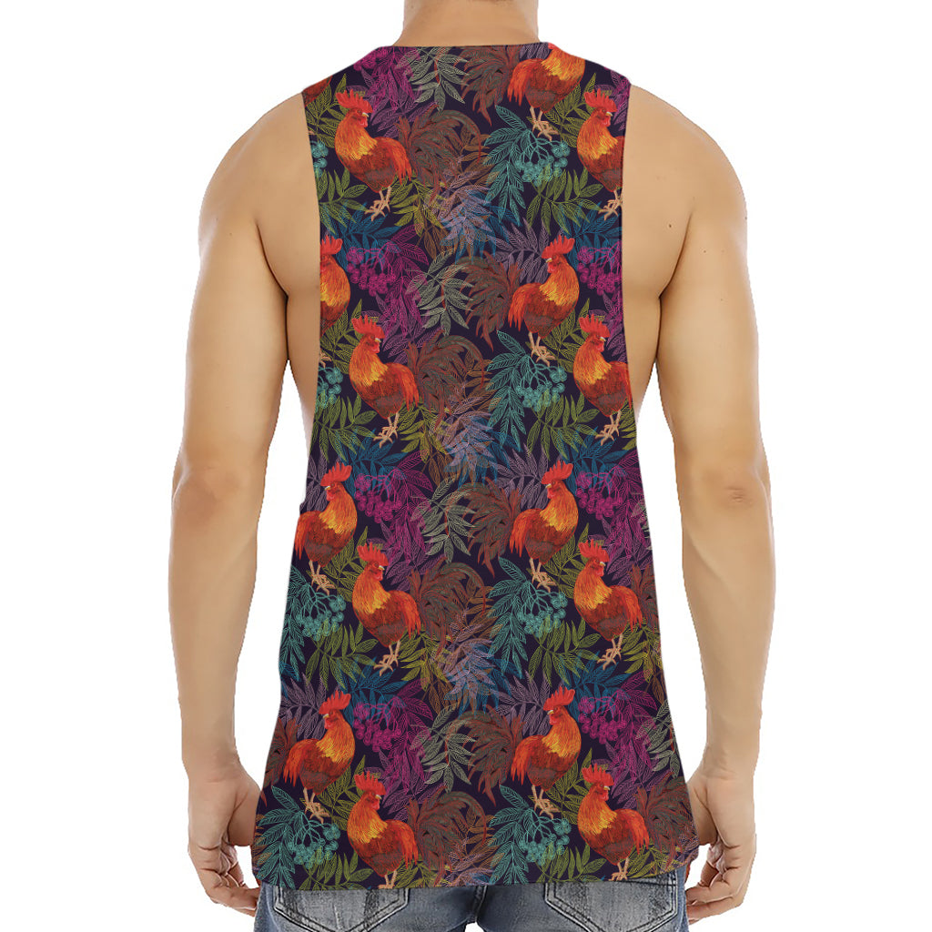 Rooster And Rowan Pattern Print Men's Muscle Tank Top