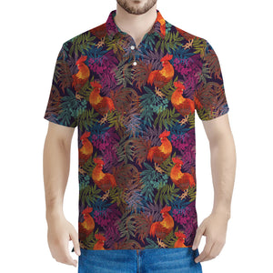 Rooster And Rowan Pattern Print Men's Polo Shirt