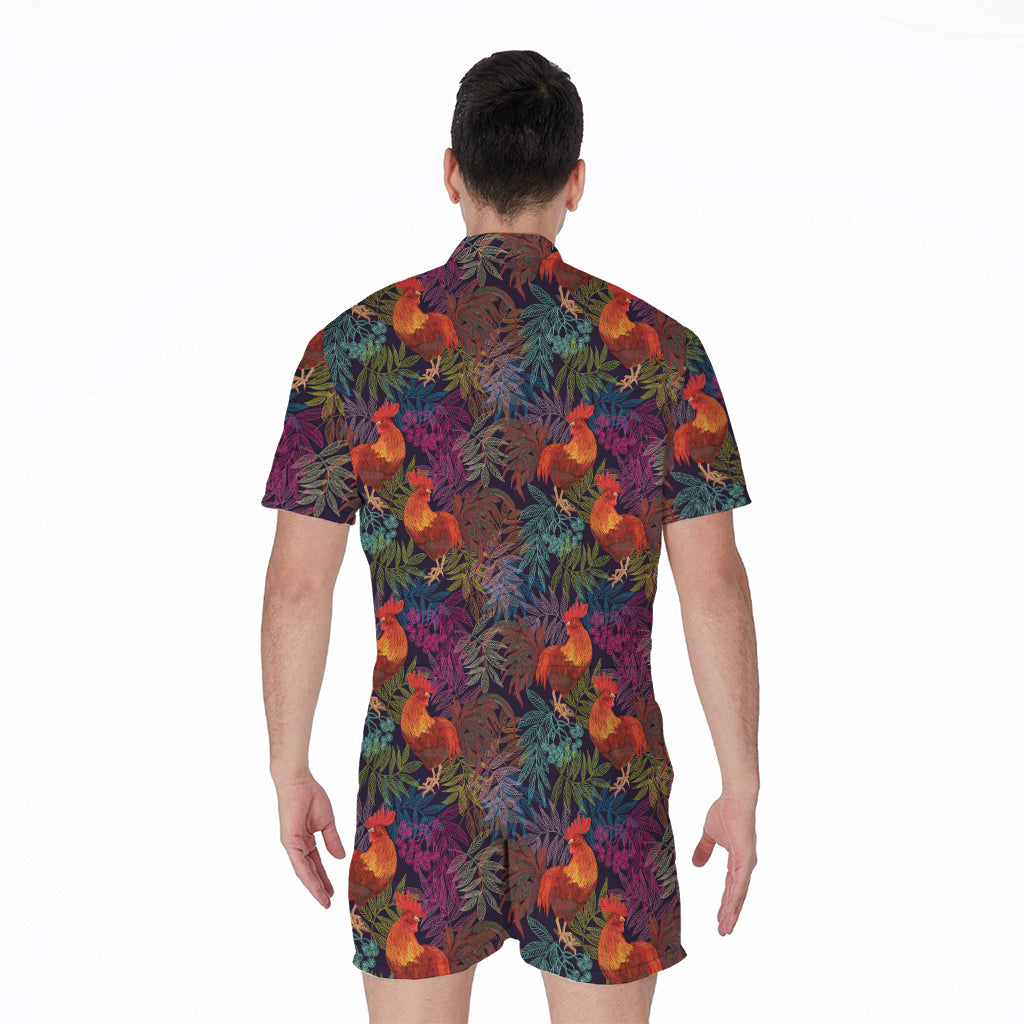 Rooster And Rowan Pattern Print Men's Rompers