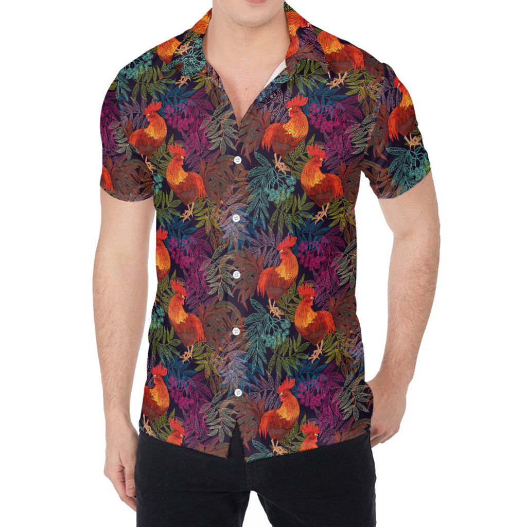 Rooster And Rowan Pattern Print Men's Shirt