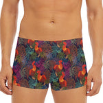 Rooster And Rowan Pattern Print Men's Short Boxer Briefs