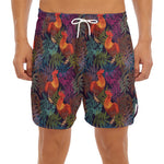 Rooster And Rowan Pattern Print Men's Split Running Shorts