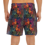 Rooster And Rowan Pattern Print Men's Split Running Shorts