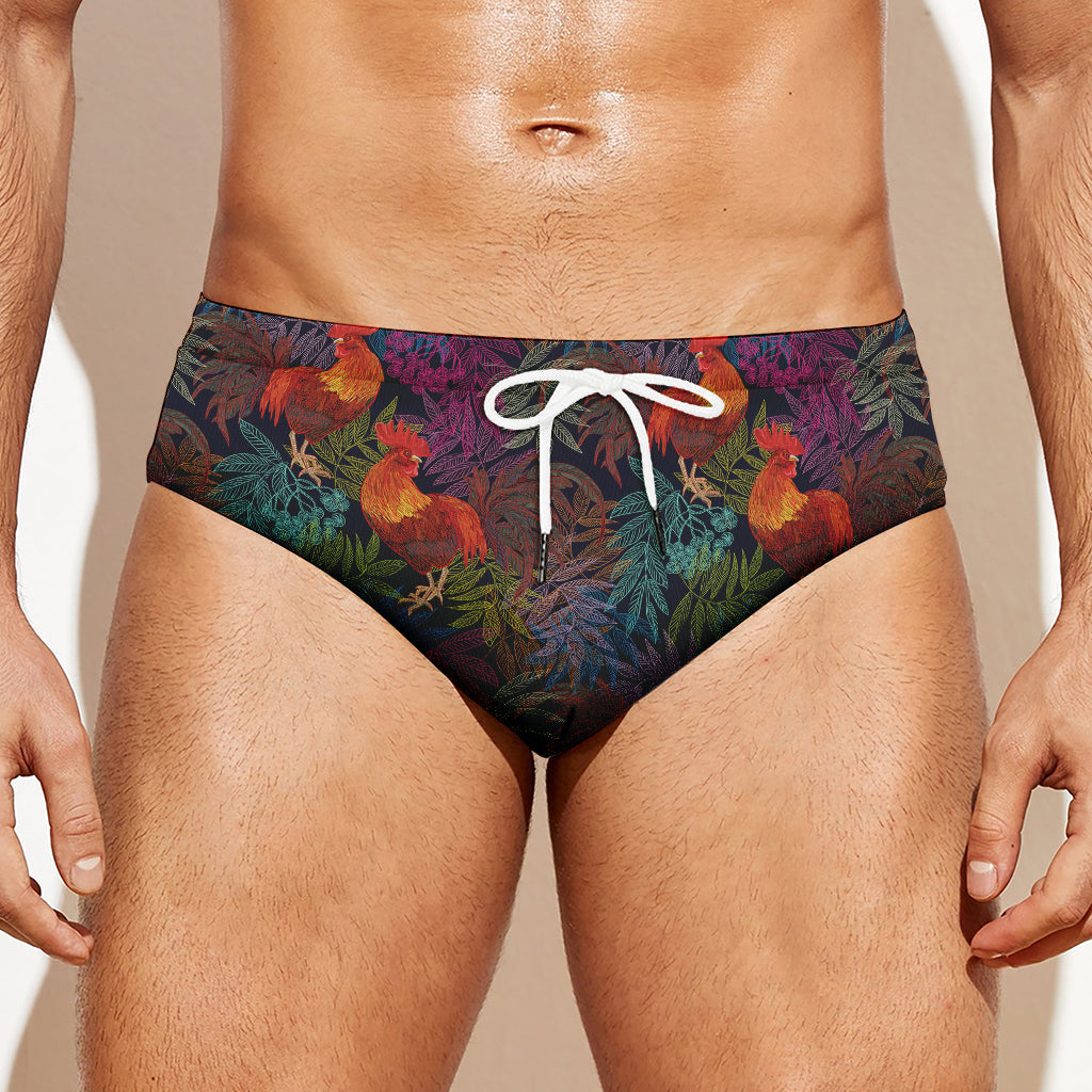 Rooster And Rowan Pattern Print Men's Swim Briefs