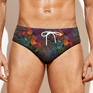 Rooster And Rowan Pattern Print Men's Swim Briefs