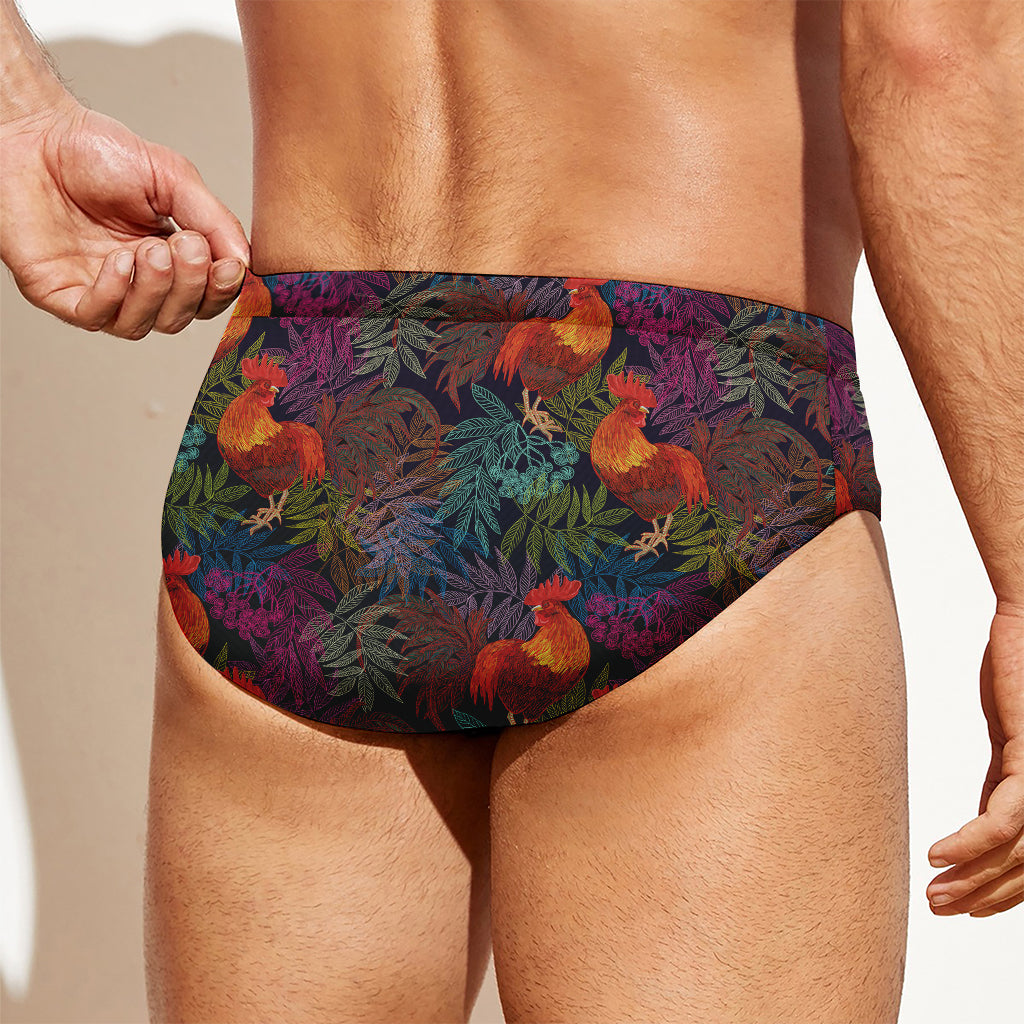 Rooster And Rowan Pattern Print Men's Swim Briefs