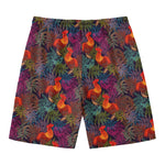 Rooster And Rowan Pattern Print Men's Swim Trunks