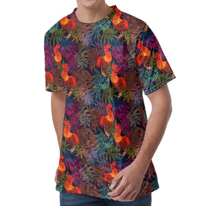 Rooster And Rowan Pattern Print Men's Velvet T-Shirt