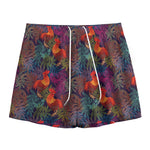 Rooster And Rowan Pattern Print Mesh Shorts