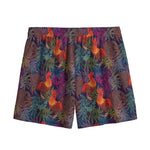 Rooster And Rowan Pattern Print Mesh Shorts