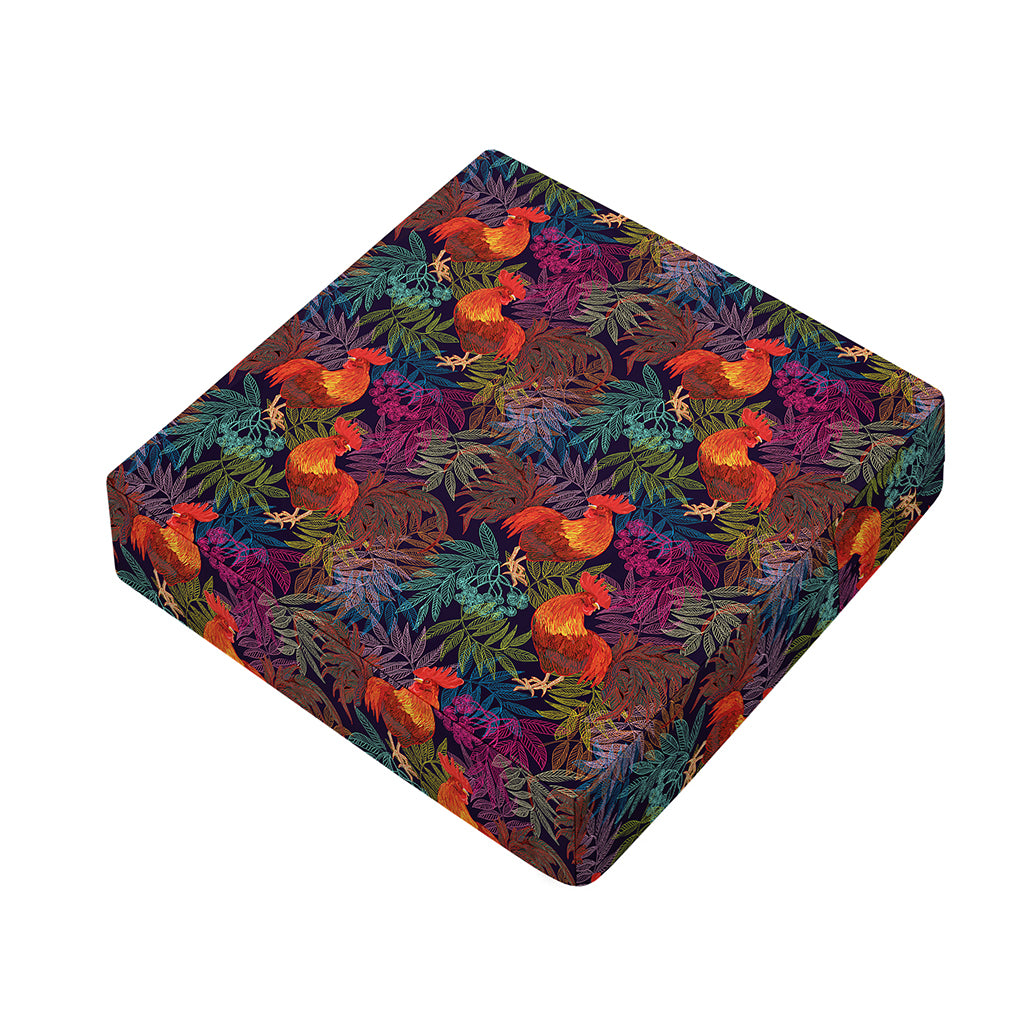 Rooster And Rowan Pattern Print Outdoor Seat Cushion Cover
