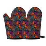 Rooster And Rowan Pattern Print Oven Mitts