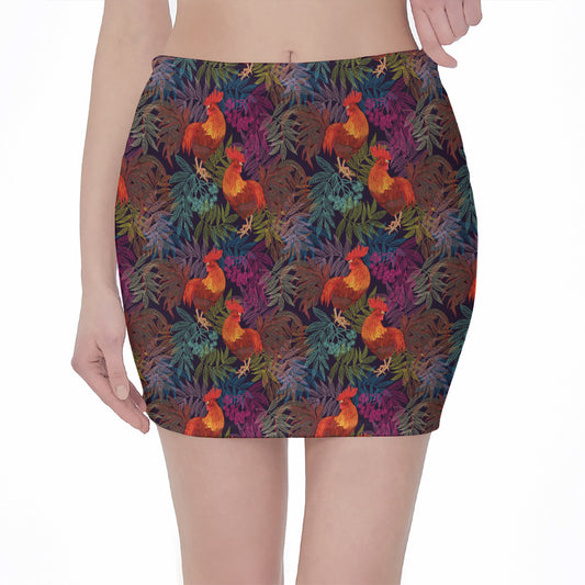 Rooster And Rowan Pattern Print Pencil Mini Skirt