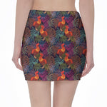 Rooster And Rowan Pattern Print Pencil Mini Skirt