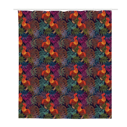 Rooster And Rowan Pattern Print Polyester Shower Curtain