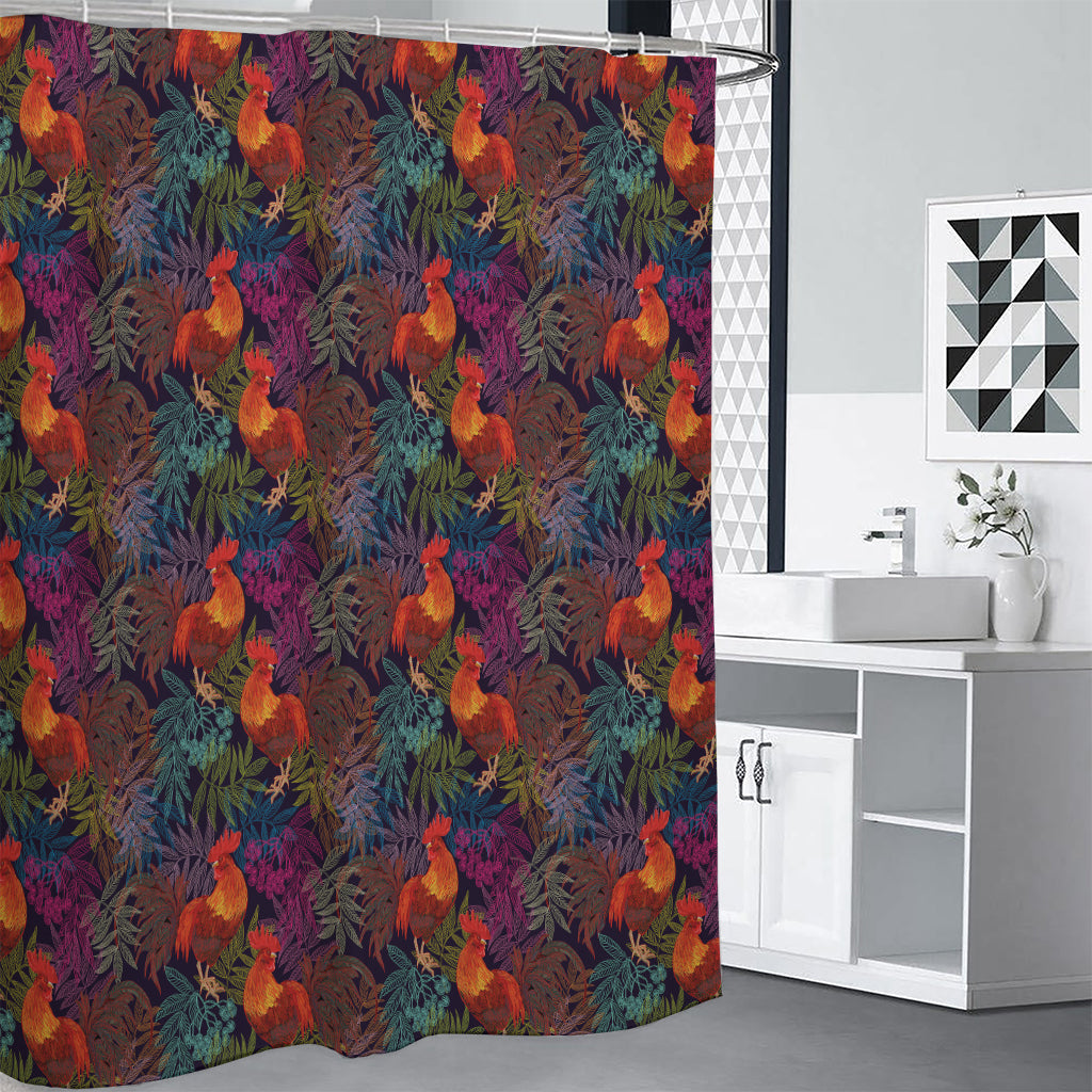 Rooster And Rowan Pattern Print Premium Shower Curtain