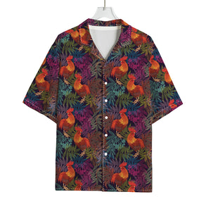 Rooster And Rowan Pattern Print Rayon Hawaiian Shirt