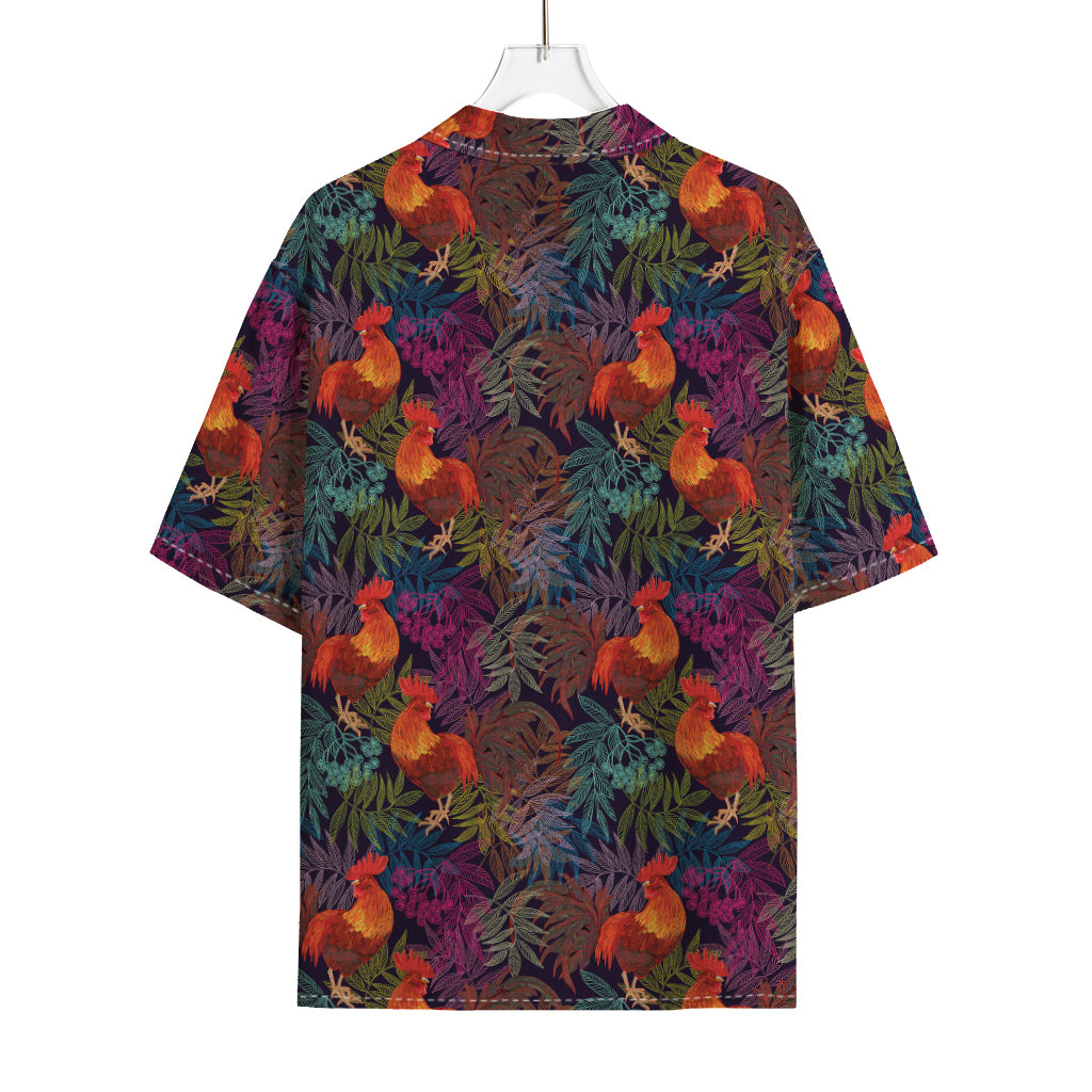 Rooster And Rowan Pattern Print Rayon Hawaiian Shirt