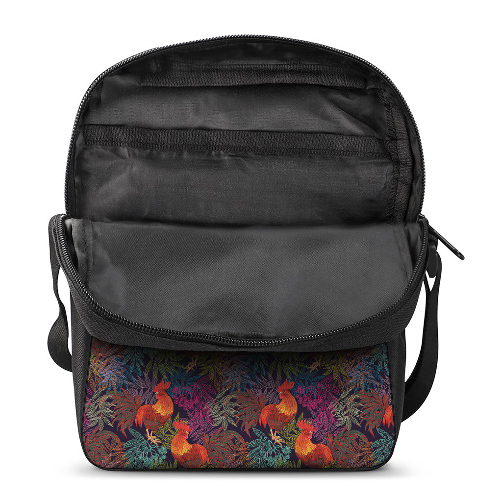 Rooster And Rowan Pattern Print Rectangular Crossbody Bag