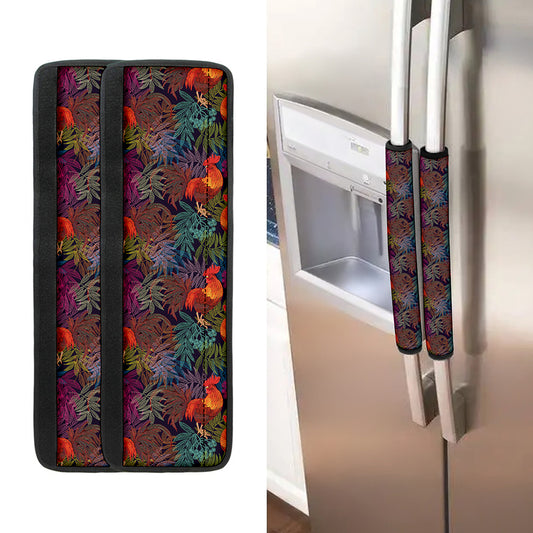 Rooster And Rowan Pattern Print Refrigerator Handle Covers