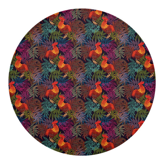 Rooster And Rowan Pattern Print Round Blanket