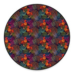 Rooster And Rowan Pattern Print Round Floor Mat