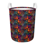 Rooster And Rowan Pattern Print Round Laundry Basket