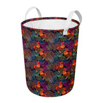 Rooster And Rowan Pattern Print Round Laundry Basket