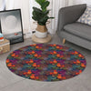 Rooster And Rowan Pattern Print Round Rug