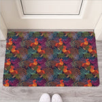 Rooster And Rowan Pattern Print Rubber Doormat