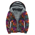 Rooster And Rowan Pattern Print Sherpa Lined Zip Up Hoodie