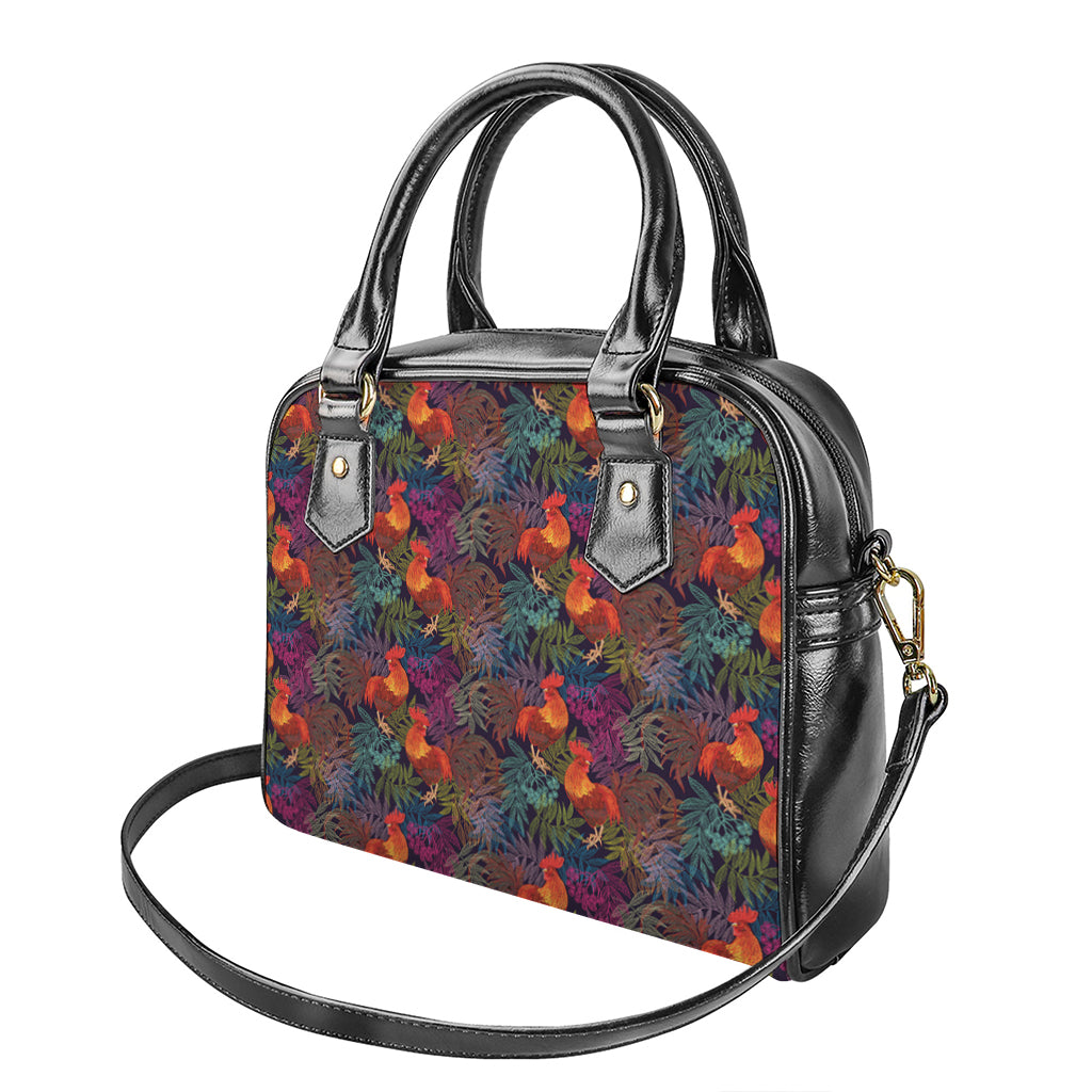 Rooster And Rowan Pattern Print Shoulder Handbag