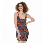 Rooster And Rowan Pattern Print Sleeveless Bodycon Dress