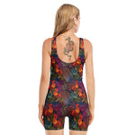 Rooster And Rowan Pattern Print Sleeveless One Piece Swimsuit