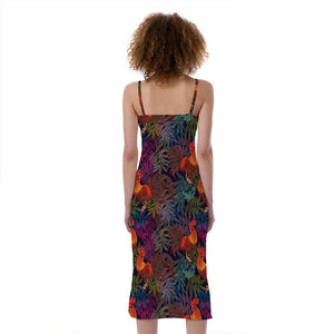 Rooster And Rowan Pattern Print Slim Fit Midi Cami Dress