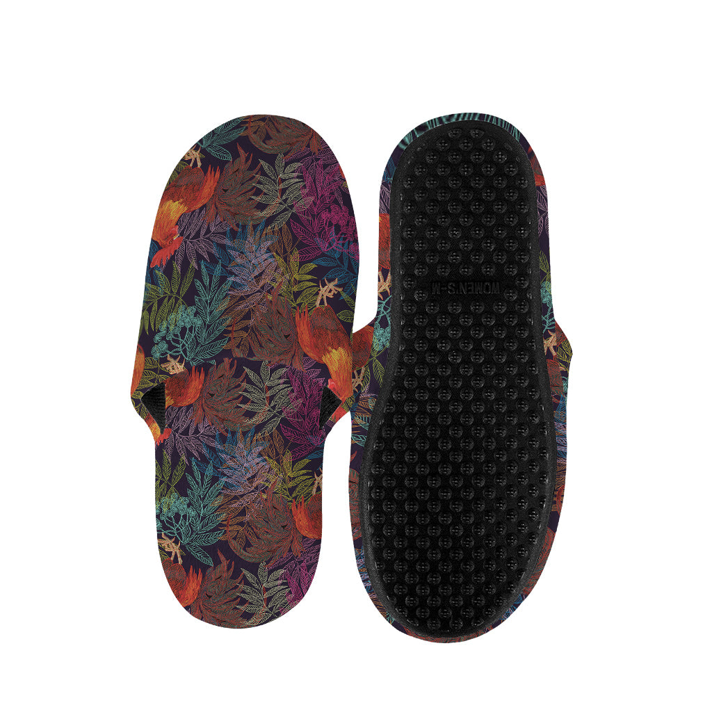 Rooster And Rowan Pattern Print Slippers