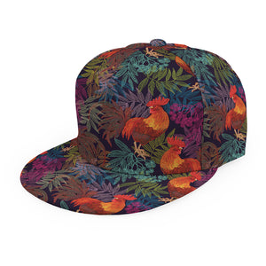 Rooster And Rowan Pattern Print Snapback Cap