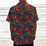 Rooster And Rowan Pattern Print Textured Short Sleeve Shirt