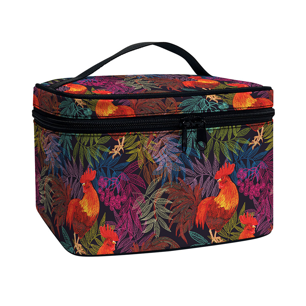 Rooster And Rowan Pattern Print Travel Makeup Bag