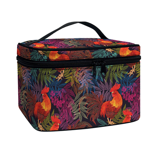 Rooster And Rowan Pattern Print Travel Makeup Bag