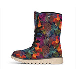 Rooster And Rowan Pattern Print Winter Boots
