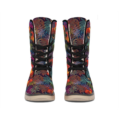 Rooster And Rowan Pattern Print Winter Boots