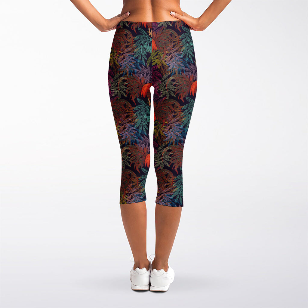 Rooster And Rowan Pattern Print Women's Capri Leggings