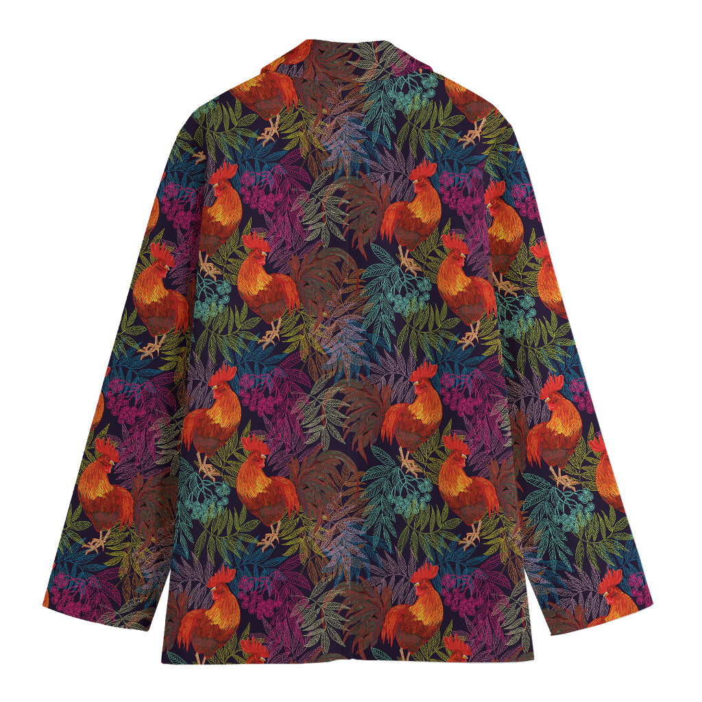 Rooster And Rowan Pattern Print Women's Cotton Blazer