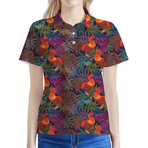 Rooster And Rowan Pattern Print Women's Polo Shirt