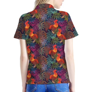 Rooster And Rowan Pattern Print Women's Polo Shirt