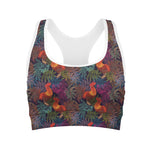 Rooster And Rowan Pattern Print Women's Sports Bra