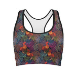 Rooster And Rowan Pattern Print Women's Sports Bra