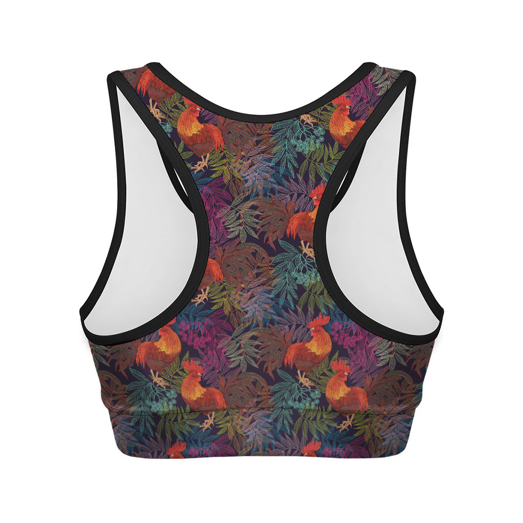 Rooster And Rowan Pattern Print Women's Sports Bra