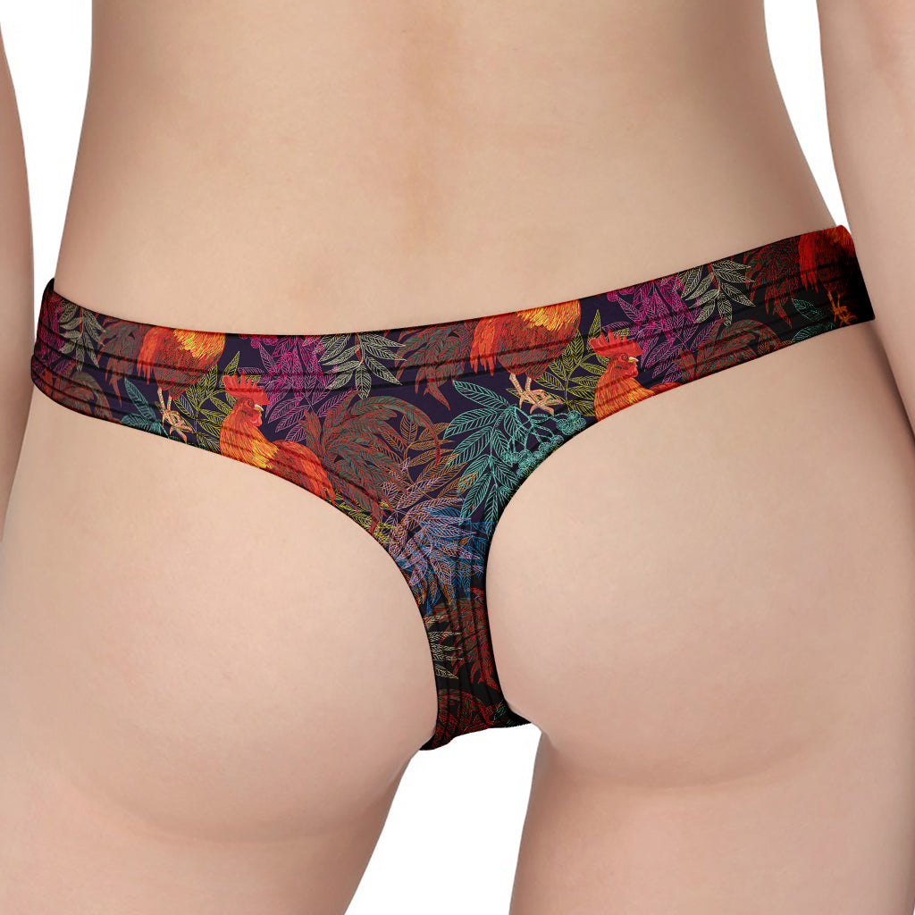 Rooster And Rowan Pattern Print Women's Thong